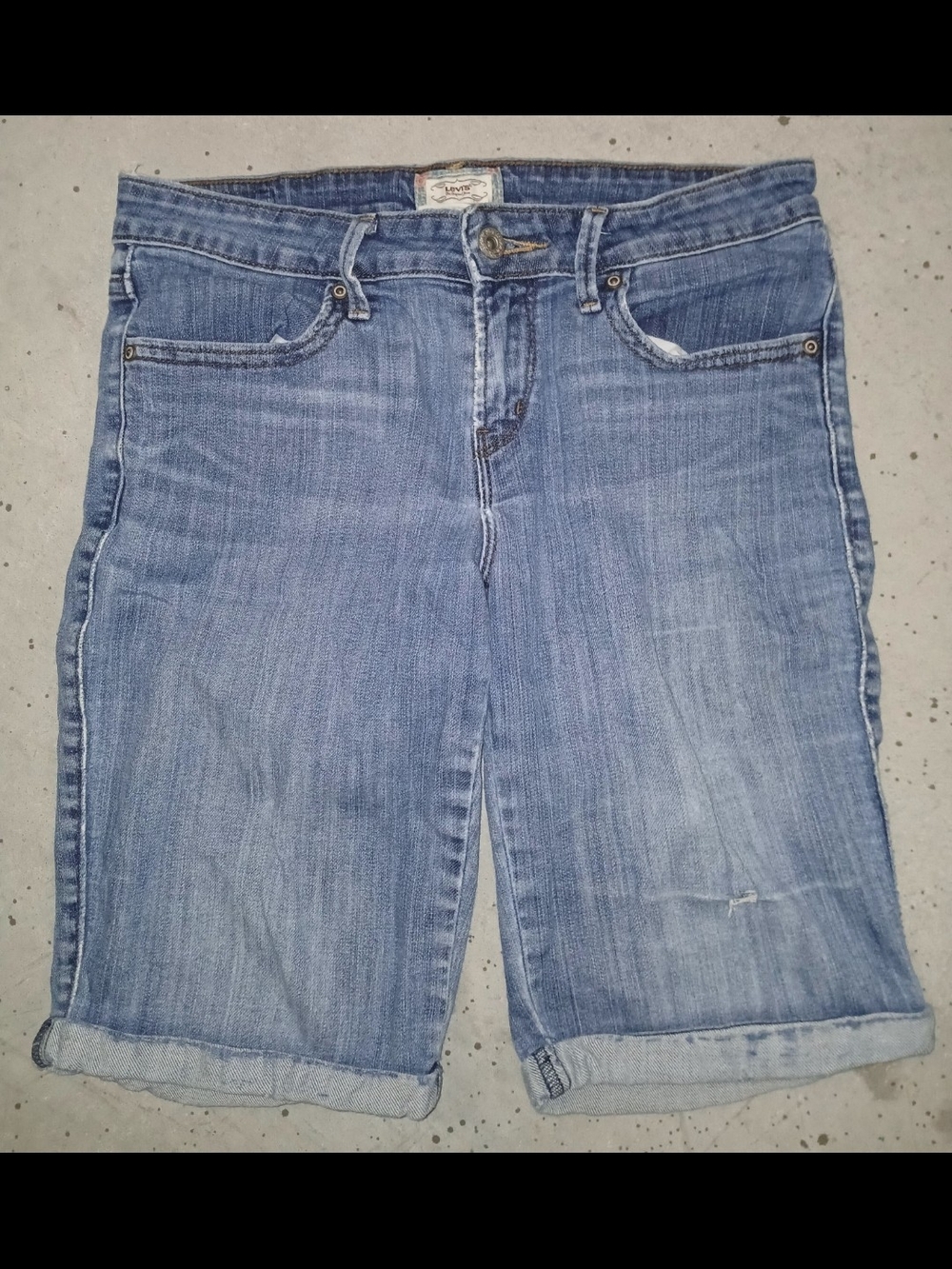 Levi's Light Blue Denim Cuffed Jean Shorts